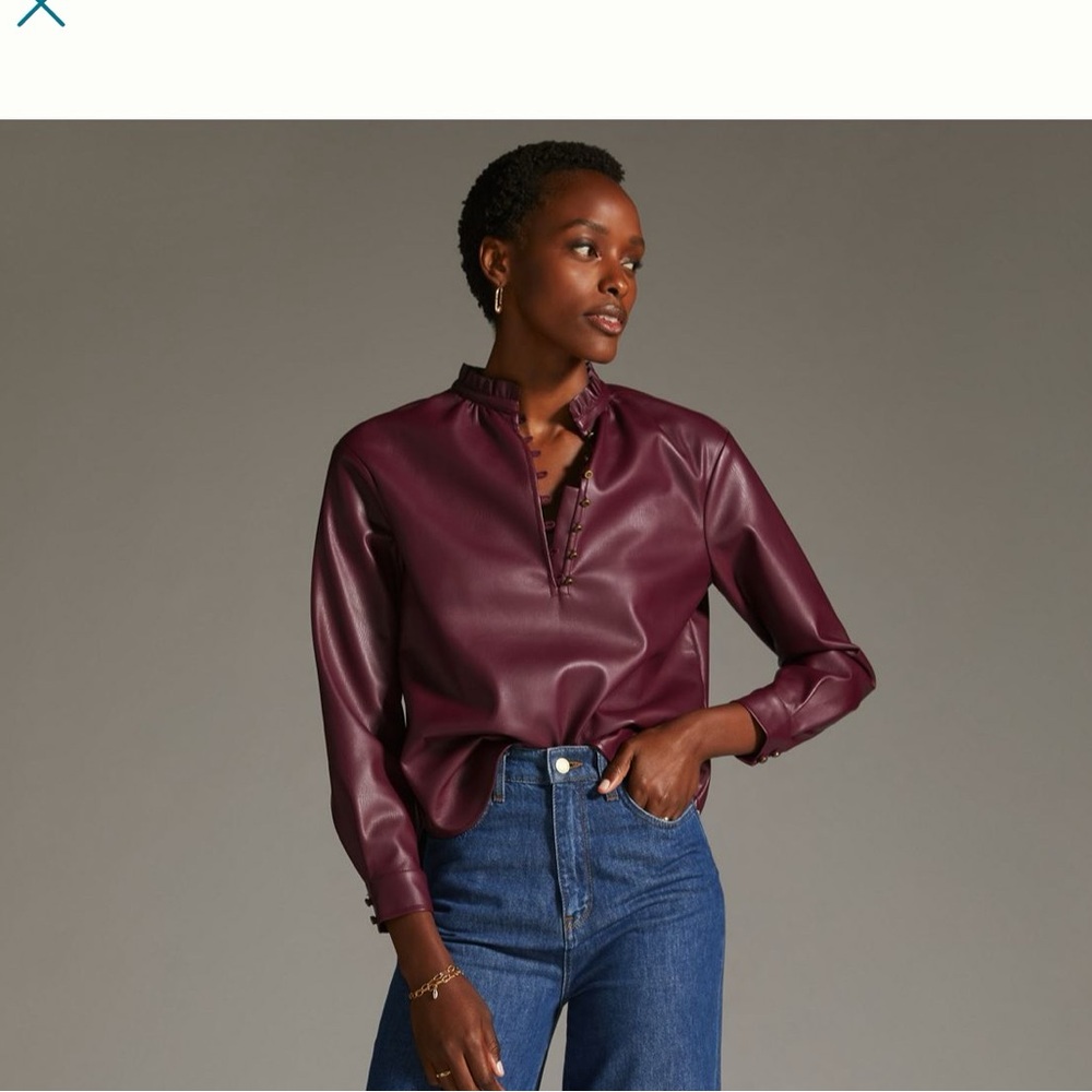 Pilcro Faux Leather Blouse
